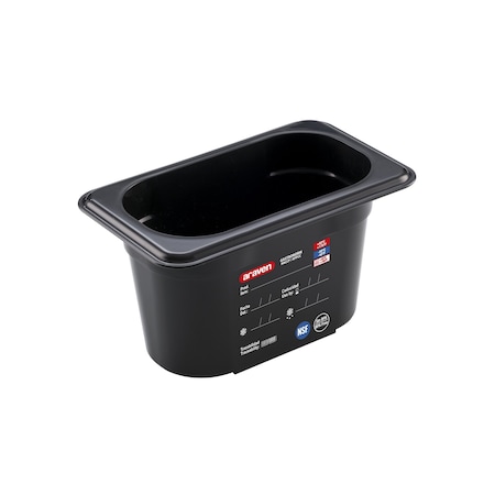 FOOD PAN BPA-FREE GN1/9, 1.1qt BLACK, 6 7/8 X 4 1/4 X 4